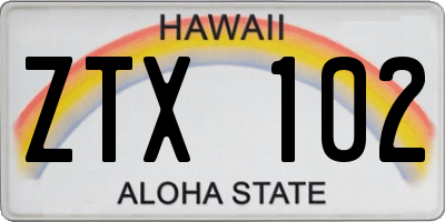 HI license plate ZTX102
