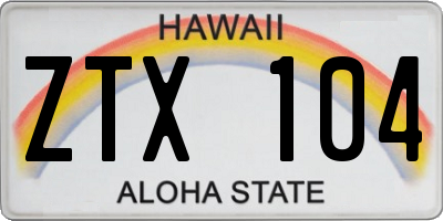 HI license plate ZTX104