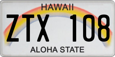 HI license plate ZTX108