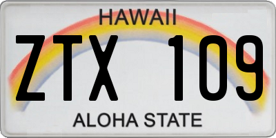HI license plate ZTX109