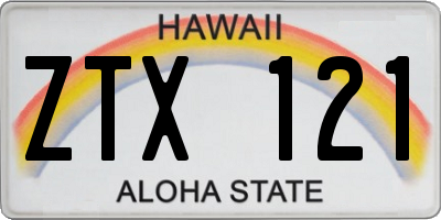 HI license plate ZTX121