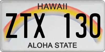HI license plate ZTX130
