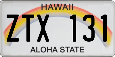 HI license plate ZTX131