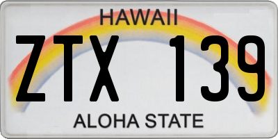 HI license plate ZTX139