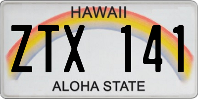 HI license plate ZTX141