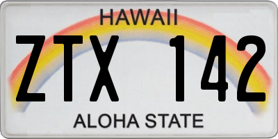 HI license plate ZTX142
