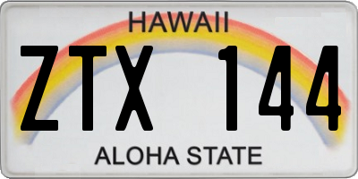 HI license plate ZTX144