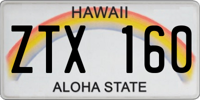 HI license plate ZTX160