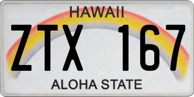 HI license plate ZTX167