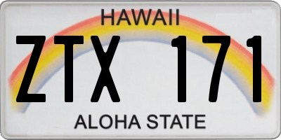 HI license plate ZTX171