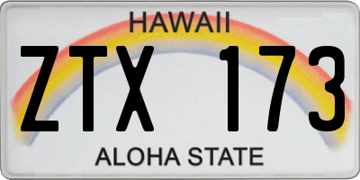HI license plate ZTX173