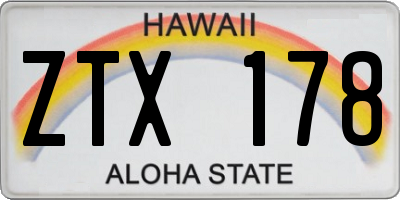HI license plate ZTX178