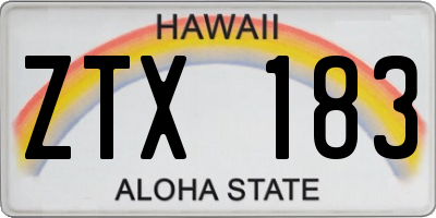 HI license plate ZTX183
