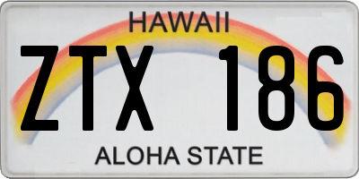 HI license plate ZTX186