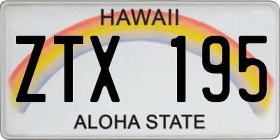 HI license plate ZTX195