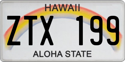 HI license plate ZTX199