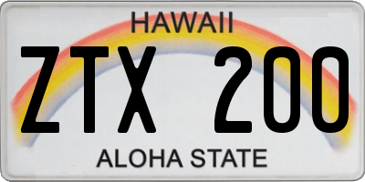 HI license plate ZTX200