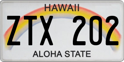HI license plate ZTX202