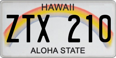 HI license plate ZTX210