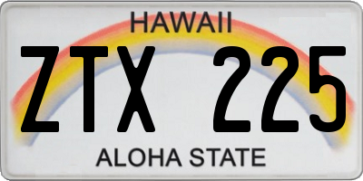 HI license plate ZTX225