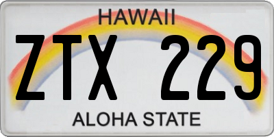 HI license plate ZTX229