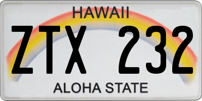 HI license plate ZTX232