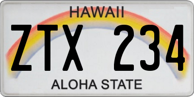 HI license plate ZTX234