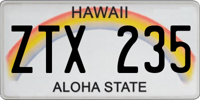 HI license plate ZTX235
