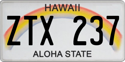 HI license plate ZTX237