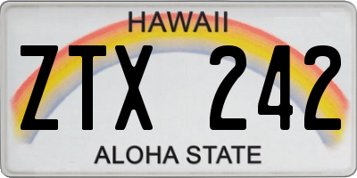 HI license plate ZTX242