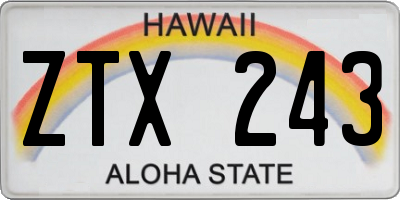 HI license plate ZTX243