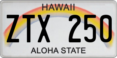 HI license plate ZTX250