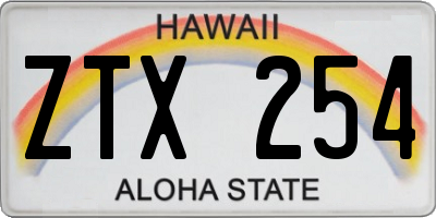 HI license plate ZTX254