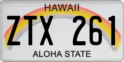 HI license plate ZTX261
