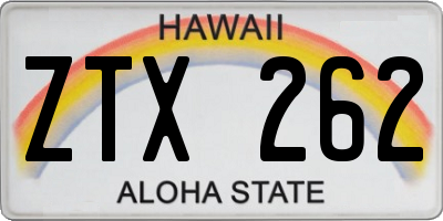 HI license plate ZTX262