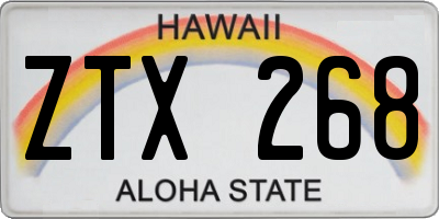HI license plate ZTX268