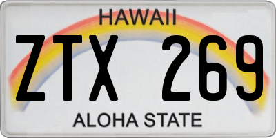 HI license plate ZTX269