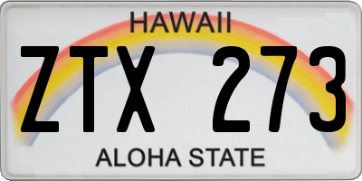 HI license plate ZTX273