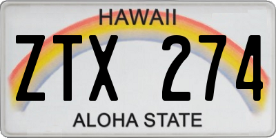 HI license plate ZTX274