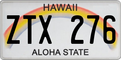 HI license plate ZTX276