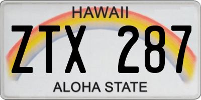 HI license plate ZTX287