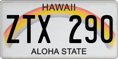 HI license plate ZTX290