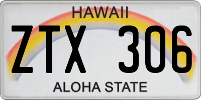 HI license plate ZTX306
