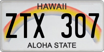 HI license plate ZTX307