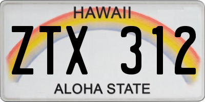 HI license plate ZTX312