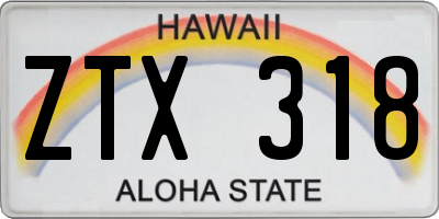 HI license plate ZTX318