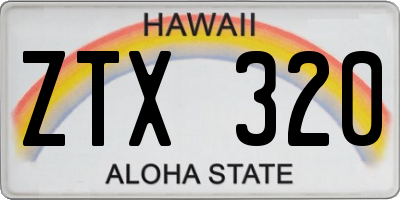 HI license plate ZTX320