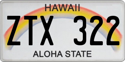 HI license plate ZTX322