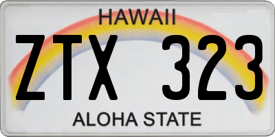 HI license plate ZTX323