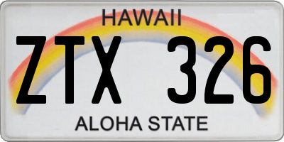HI license plate ZTX326